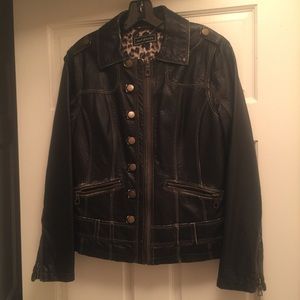 Distressed Black Faux Leather Jacket